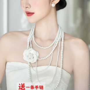 多层珍珠项链配礼服配饰品女颈链子2026新款 662 五层锁骨链中长款