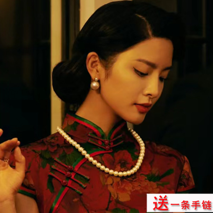 搭配旗袍项链饰品女士夏季大珍珠颈链中长款锁骨链子毛衣链子078图片