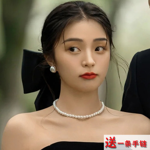 法式时尚仿珍珠女士毛衣链