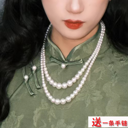 双层珍珠项链女款多层中国风