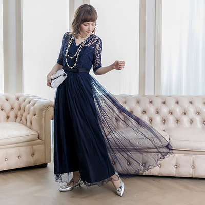 中袖连衣裙女士结婚礼晚宴会