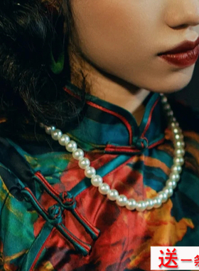 新款搭配旗袍珍珠项链女士毛衣链子简约锁骨链子颈链50cm项圈577