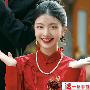 2025新款 锁骨链女士毛衣链子051 搭配旗袍珍珠项链55cm颈链中长款