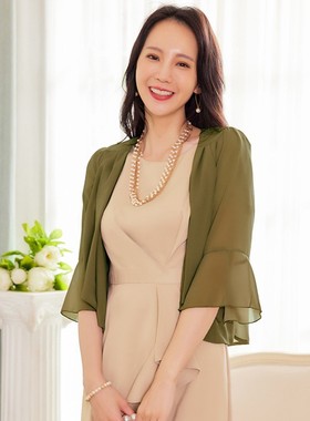 女士小披肩夏季百搭短款雪纺开衫春秋天短上衣外套坎肩外搭88111