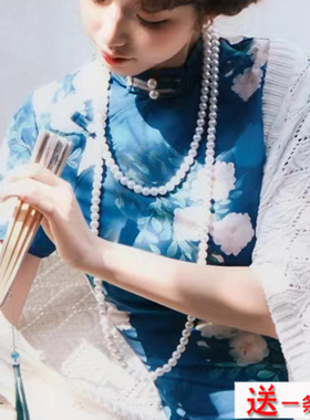 搭配旗袍珍珠项链女士多层