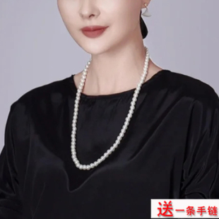 仿珍珠项链女款配饰品加长版锁骨链60cm中长款颈链毛衣链项圈428