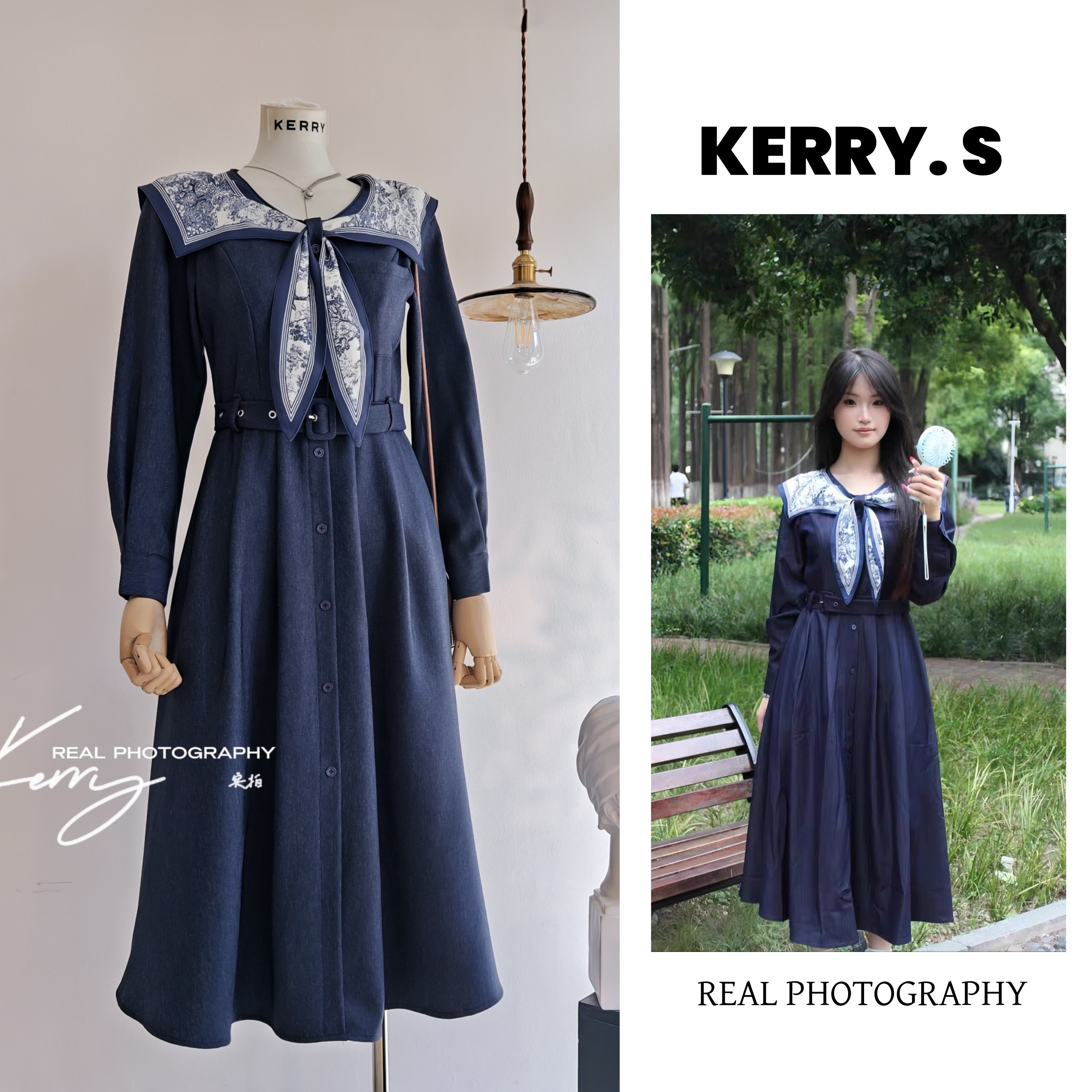 月夜风铃 2025早秋法式复古气质通勤日常牛仔蓝显瘦连衣裙,女装/女士精品,连衣裙,淘宝优惠券,粉丝福利购,淘宝优惠卷