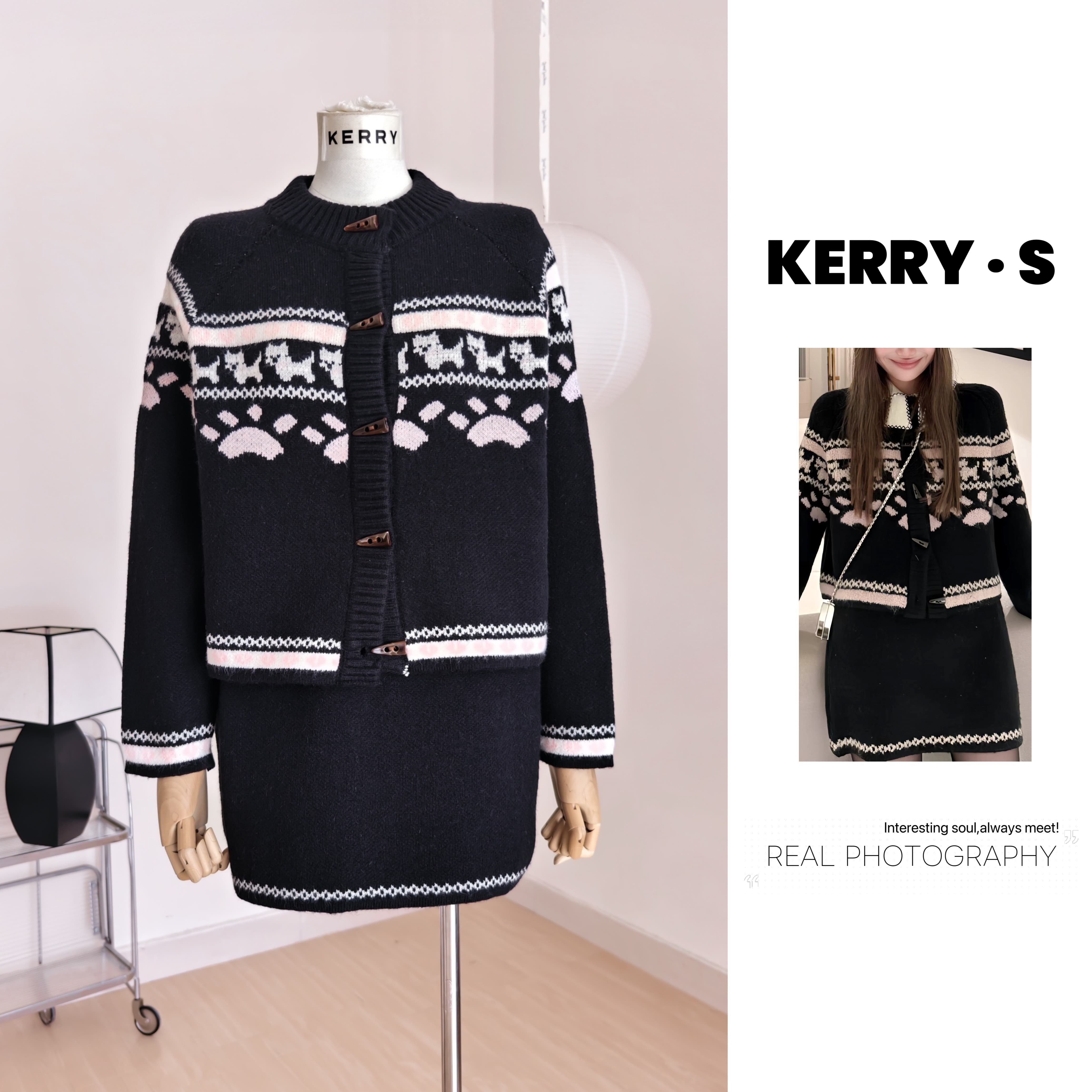 春季复古学院风节日感费尔岛小狗毛衣上衣女修身显瘦针织两件套装,女装/女士精品,时尚套装,淘宝优惠券,粉丝福利购,淘宝优惠卷