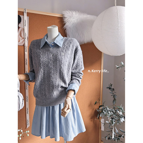 甜辣上衣女打底衫毛衣+衬衫裙