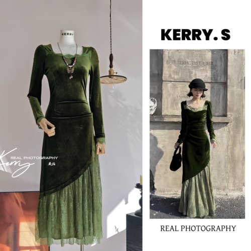 翡冷翠宴会丝绒连衣裙子