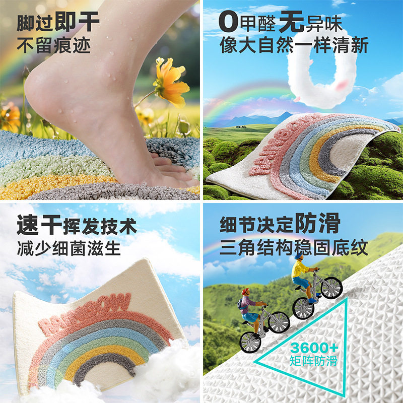 日韩洗澡间地毯易打理防