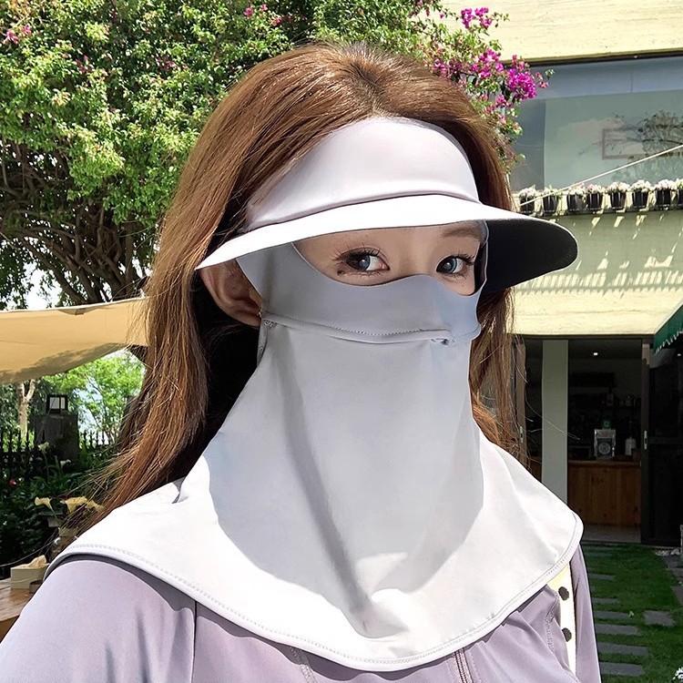 防晒面罩护颈帽子一体全