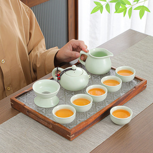 定窑陶瓷功夫茶具套装 家用整套泡茶壶商务活动礼品 礼盒套装 式