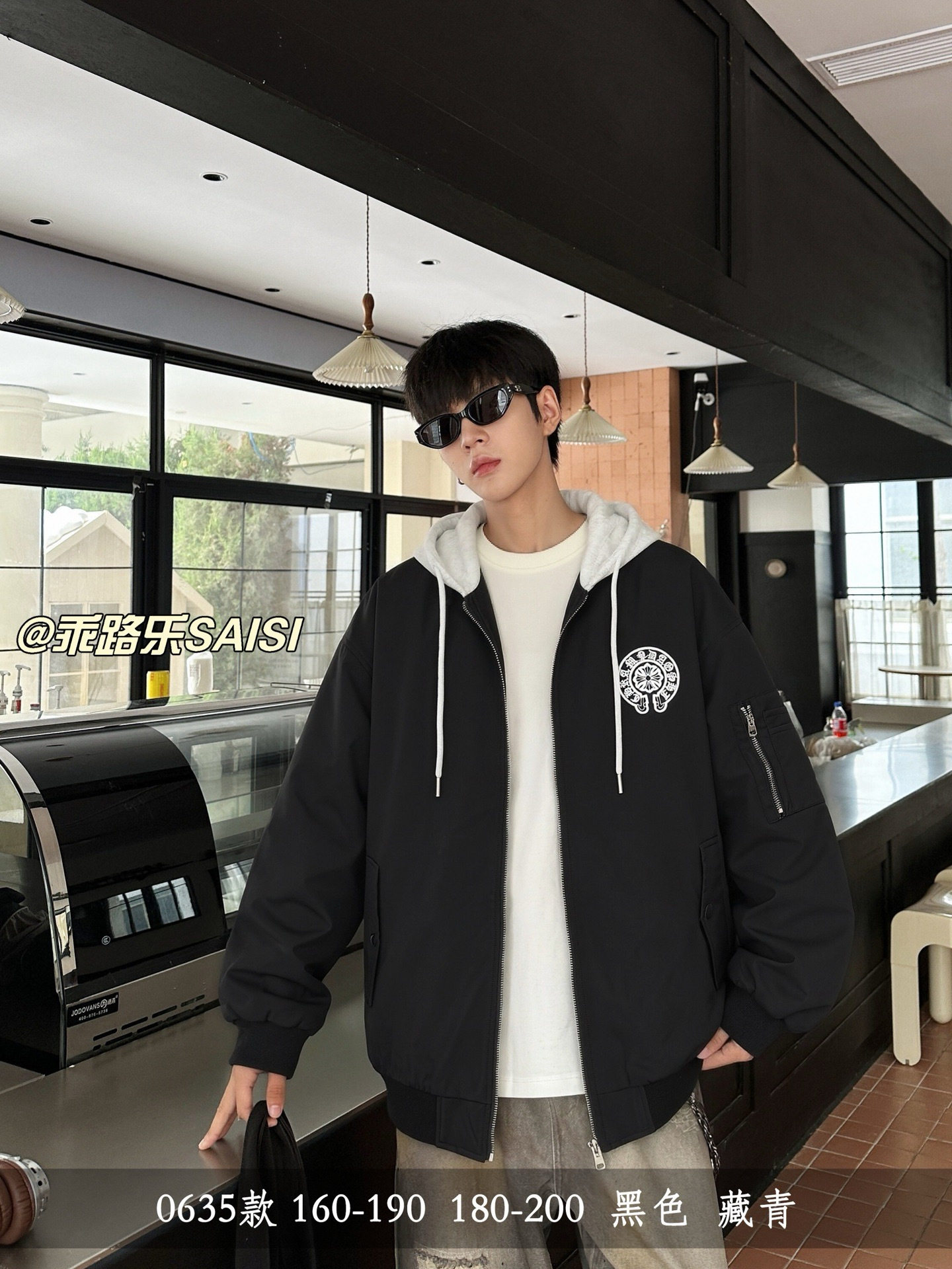 A乖路乐0635黑26秋6090青少年百搭潮牌美式连帽夹克外套棒球服
