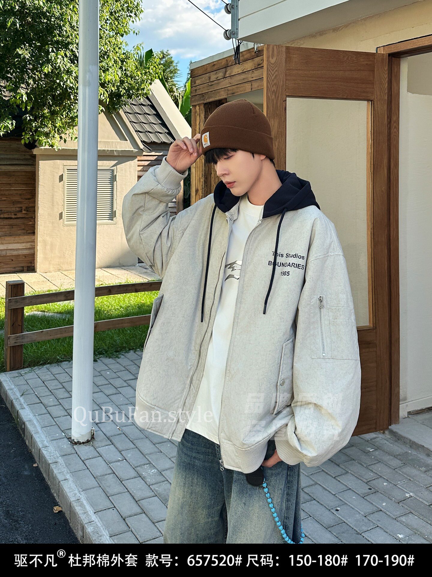 N驱不凡657520合26冬5090青少年时尚休闲连帽棉服保暖户外夹克S
