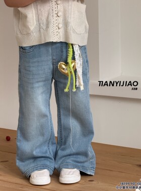 18199蓝色90-130春夏新款宽松裤超软牛仔裤2026春装新款儿童洋气