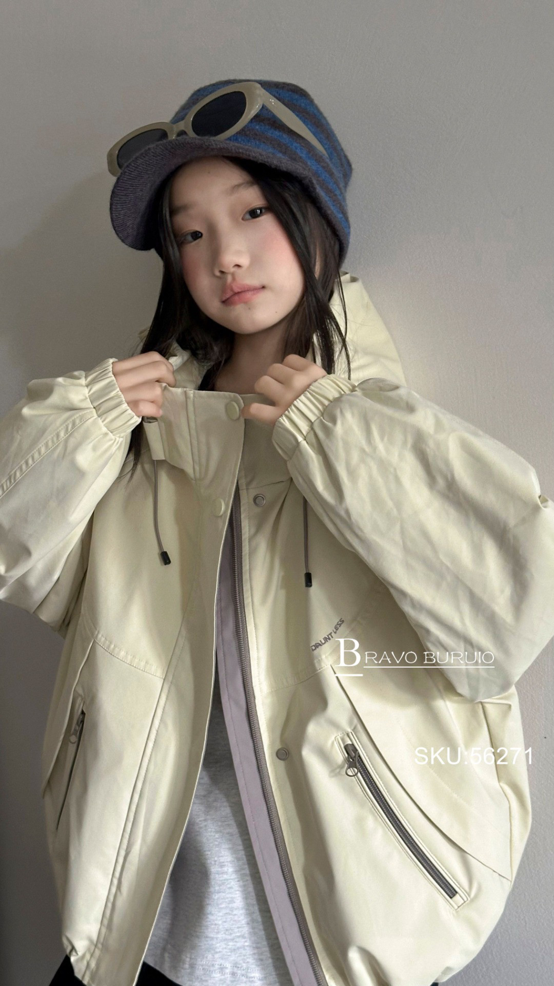 QSA布芮欧56271黄26秋女童外套中大童韩版洋气女孩休闲冲锋衣上衣