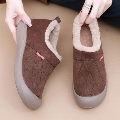 小艺手工布鞋冬季新款妈妈棉靴加绒加厚保暖棉鞋防滑平底老人女