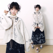 音绾 改良琵琶袖 八分马面裙国风套装 粼夕squama 新款 蕾丝汉服