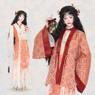 粼夕squama【扶光】唐改良法门寺披袄连衣裙古装汉服套装秋冬新款