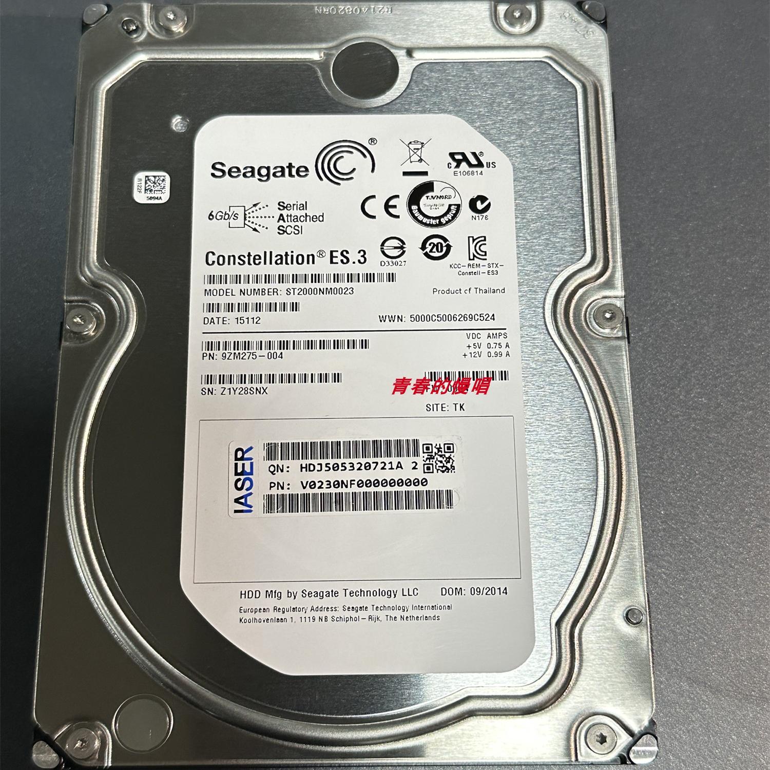 联想 原装浪潮ST2000NM0023 2TB 2T SAS 3.5寸 128M 服务器硬盘
