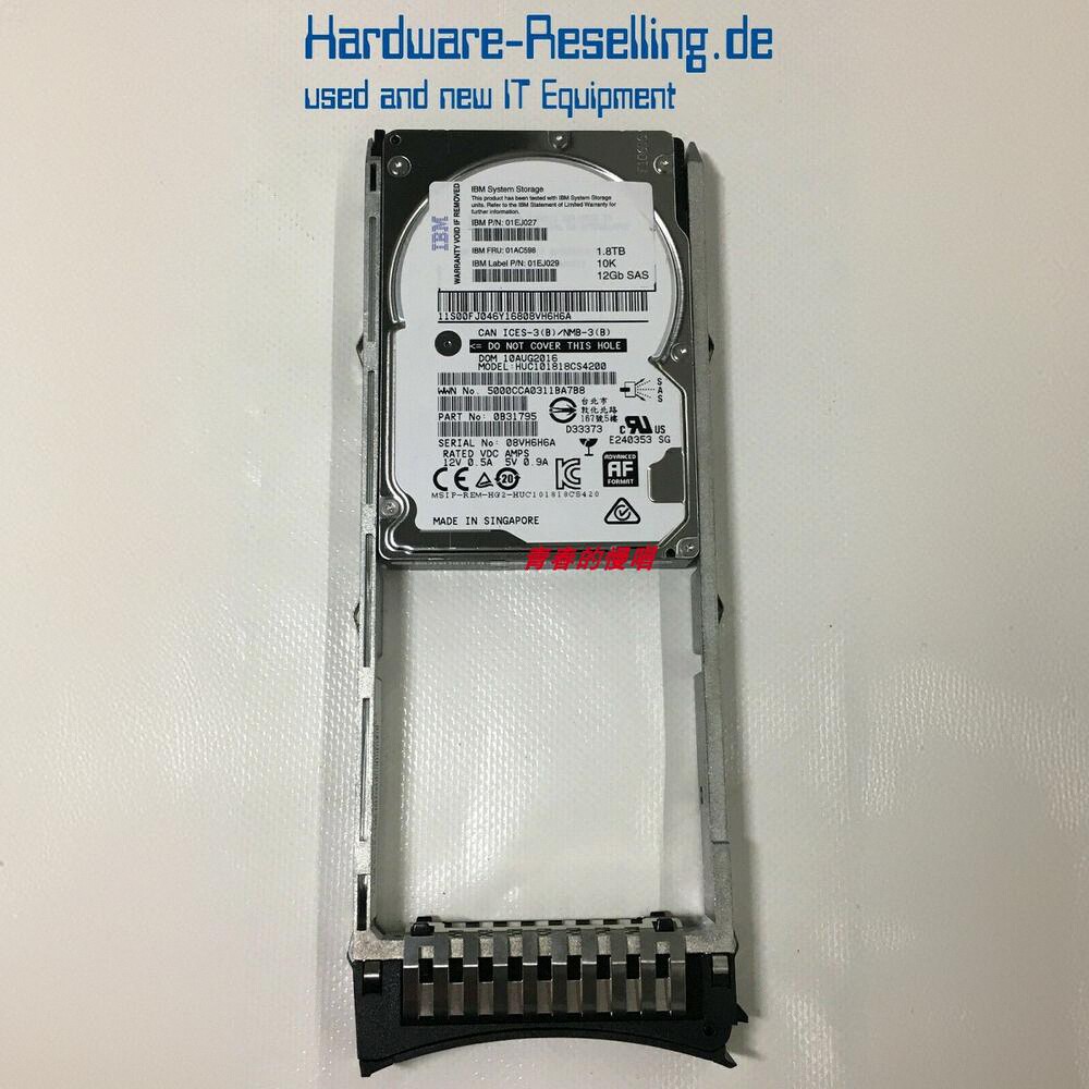 IBM 01EJ027 01AC598 01EJ029 1.8TB 10K 12Gb 2.5 V5000 G2 硬盘