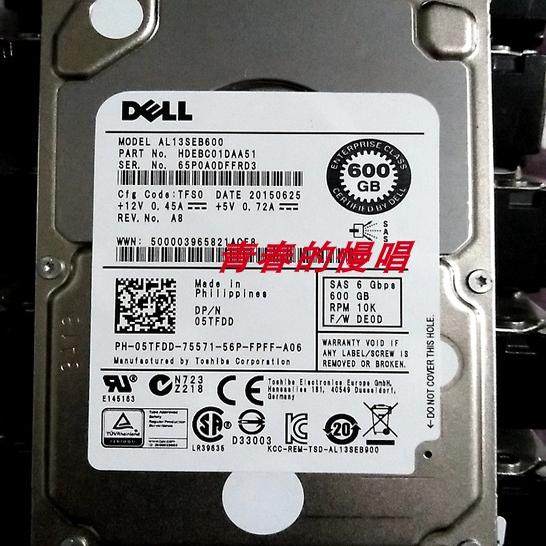 DELL AL13SEB600 05TFDD HDEBC01DAA51 600G 10K SAS 2.5寸 硬盘