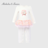 力高芘熊新款 春秋女宝宝哈衣女童公主风套装 女孩洋气生日爬服VI