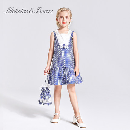 nicholasbears夏季新品裙子女童A字连衣裙高级感洋气背心长裙VI