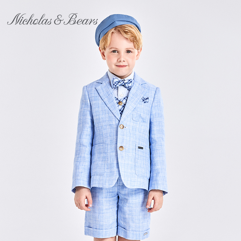 nicholasbears/力高芘熊23秋季新品童装男童休闲西装短裤套装