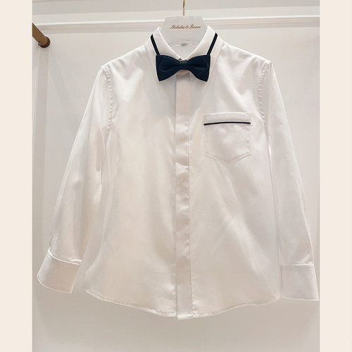 力高芘熊新款男童白色长袖衬衫