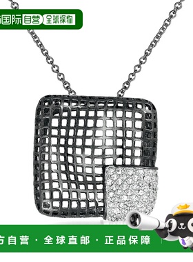 自营 genevive纯银黑色覆层透明立方氧化锆网状项链 - 黑色 美国