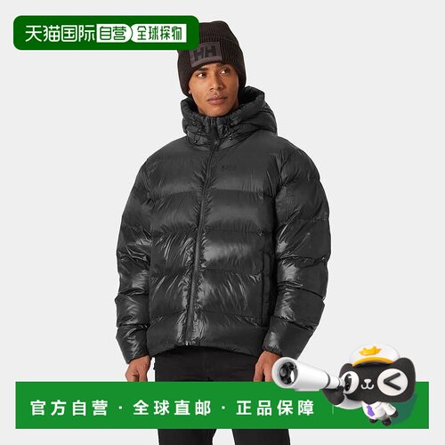 自营欧洲直邮Helly Hansen 男士黑色聚酰胺Oslo图案蓬松夹克