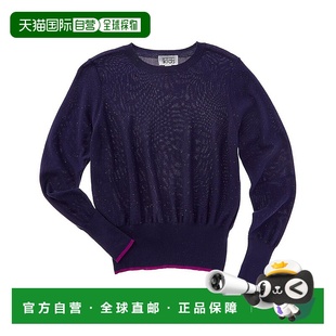 Sequin Baby Cropped Ribbed blu 自营Autumn Sweater Cashmere