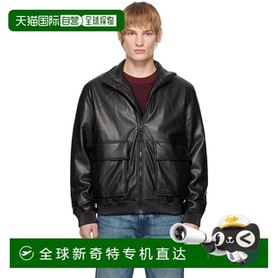 HUGO Logo 黑色 Stacked 男士 合成皮革夾克 香港直郵潮奢 雨果