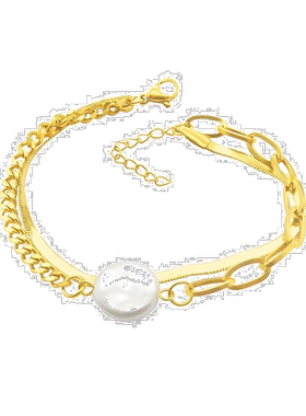 自营 adornia混合链珍珠手链金 - 黄色 美国奥莱直发金属