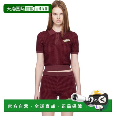 1h可退 香港直邮Casablanca 女士 酒红色 Bubble Jacquard Polo