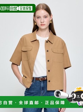韩国直邮HAZZYS 米色赫奇斯女士纯色短袖衬衫夹克 (HSSH5C806I2)