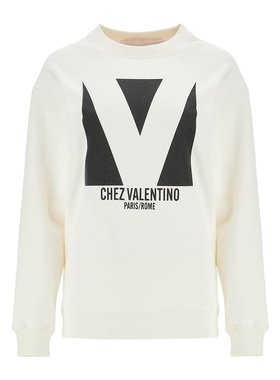 VALENTINO 女士针织毛衣 BMF24F960A03 SS2025 白色 圆领长袖卫衣