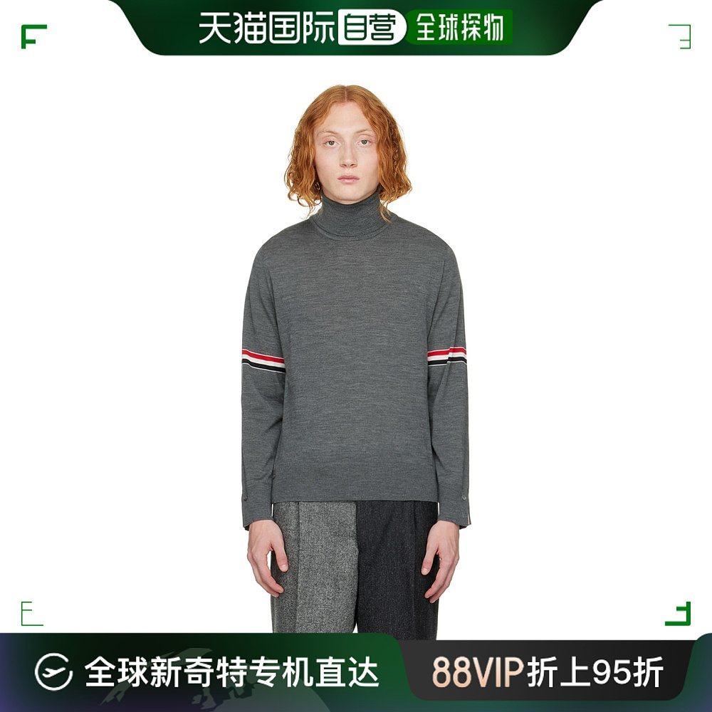 香港直邮潮奢 thom browne 男士灰色 armband 毛衣