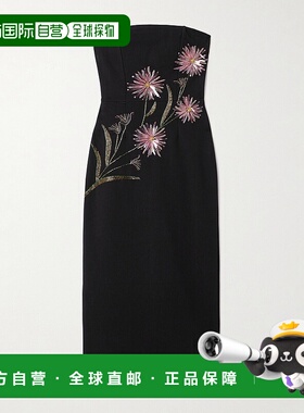 香港直邮Staud 女士 Brooke 无肩带精饰绉纱中长连衣裙 R25P2302B