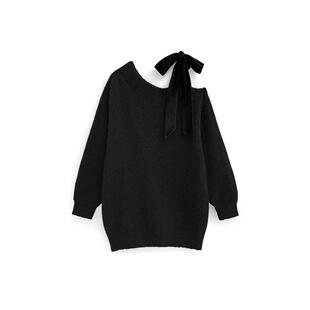 dr796 自营 单肩丝绒蝴蝶结针织迷你连衣裙 GRL 早秋穿搭 日潮