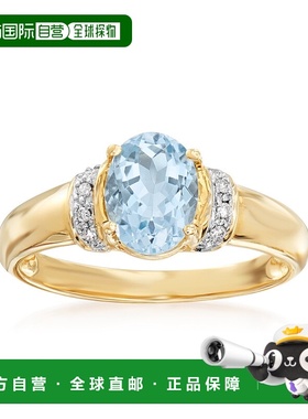 自营 ross-simons14 克拉黄金罗斯-西蒙斯海蓝宝石戒指与钻石口音