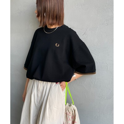 日本直邮FRED PERRY 男女同款 鹿の子T恤 宽松版型 双色袖口条纹