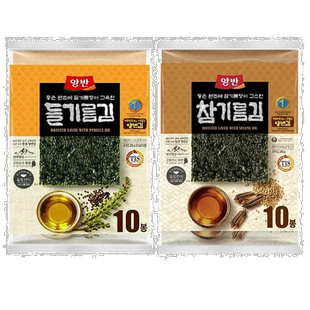 韩国直邮YANGBAN海苔片苏籽油芝麻油更脆香40包即食紫菜寿司零食