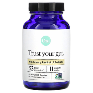 香港直邮Ora,Trust Your Gut，优效益生菌和益生元，60 粒胶囊