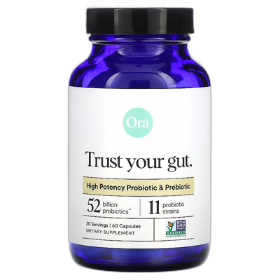 香港直邮Ora,Trust Your Gut，优效益生菌和益生元，60 粒胶囊