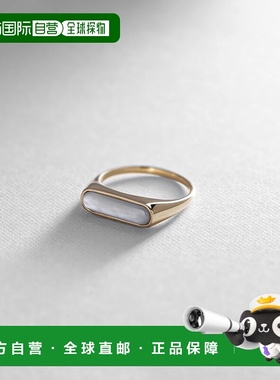 日潮跑腿COCOSHNIK彩色宝石（白唇牡蛎）图章戒指薄石系列。珍珠