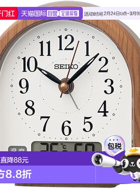 【日本直邮】Seiko精工 闹钟 棕色木纹 112×108×55mm KR523B