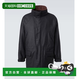1h可退 香港直邮AURALEE 男士 带里衬羊毛法兰绒大衣 grey灰色 舒